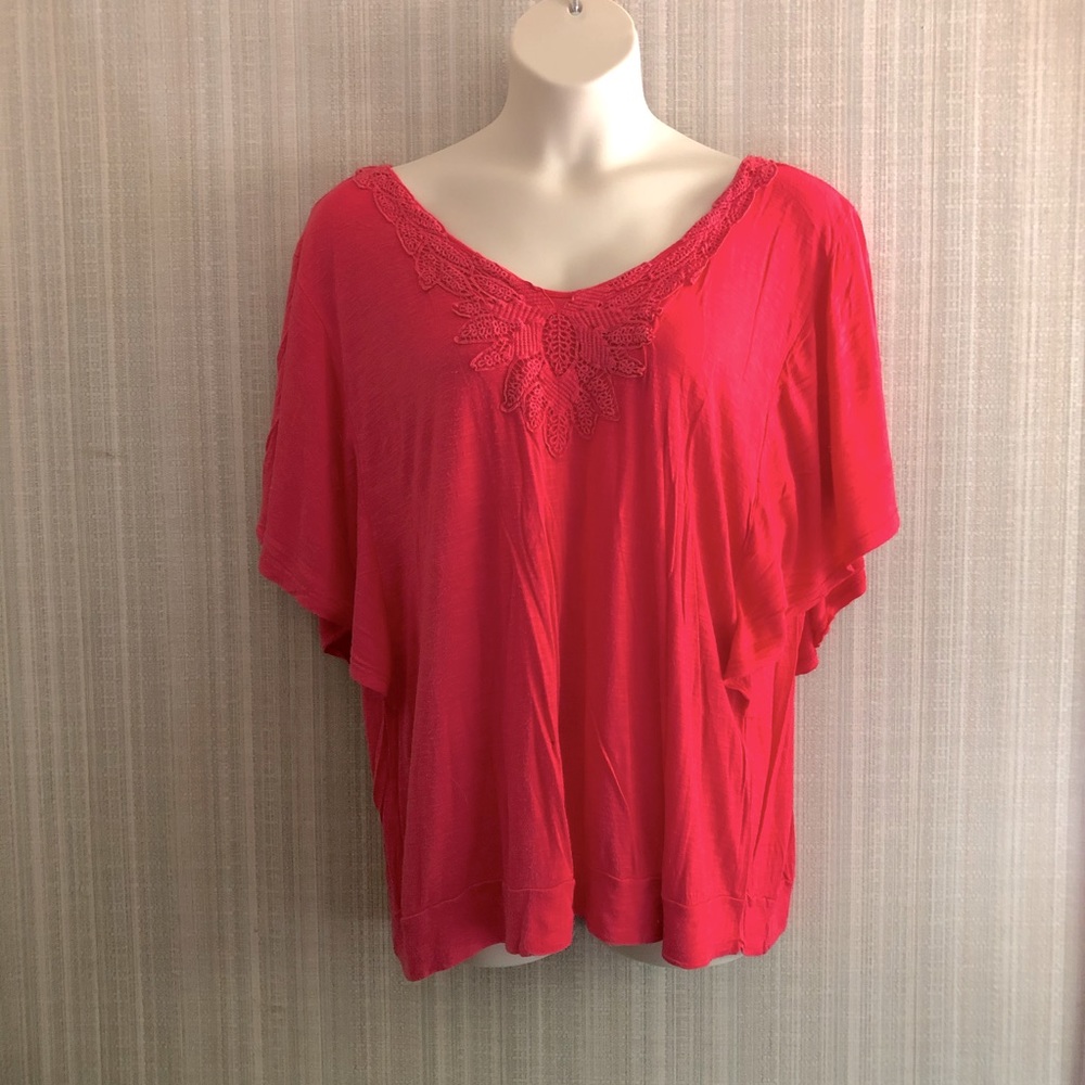 N.W.D Flutter Sleeve Bright Pink Top